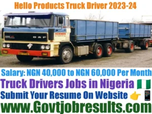Hello Products Truck Driver Recruitment 2023-24