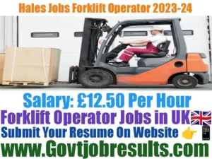 Hales Jobs Forklift Operator 2023-24