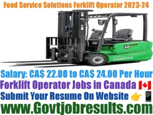 Food Service Solutions Forklift Operator 2023-24