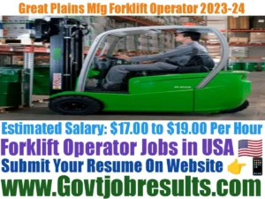 Great Plains Mfg Forklift Operator 2023-24