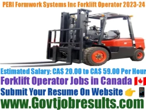 PERI Formwork Systems Inc Forklift Operator 2023-24