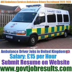 Abc Ambulance Services ltd Ambulance Driver Recruitment 2023-24
