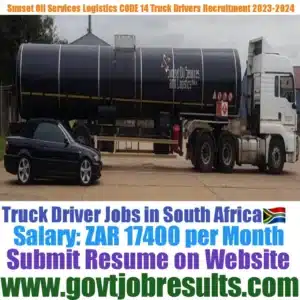 Sunset Oil Services Logistics CODE 14 Truck Driver Recruitment 2023
