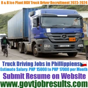 R and B Ice Plant Delivery Truck Driver Recruitment 2023-24