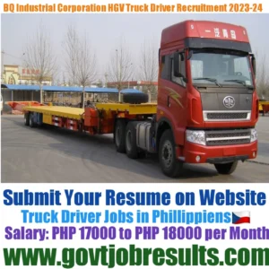 BQ Industrial Corporation HGV Truck Driver Recruitment 2023-24