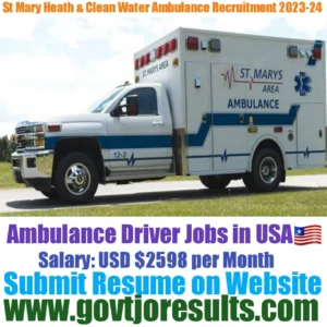 St Mary Health and Clear Water Ambulance Driver Recruitment 2023-24