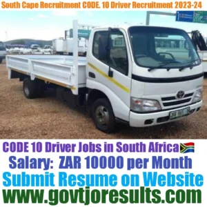 South Cape Recruitment CODE 10 Driver Recruitment 2023-24