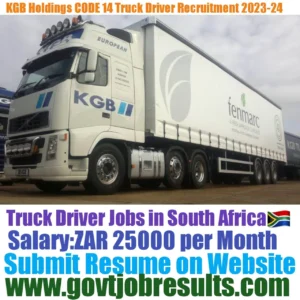 KGB Holdings CODE 14 Truck Driver Recruitment 2023-24