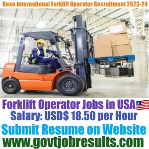 Rose International Forklift Operator Recruitment 2023-24