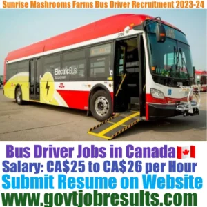 Sunrise Farms Bus Driver Recruitment 2023-24