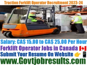 Traction Forklift Operator Recruitment 2023-24