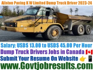 Aliston Paving K W Limited  Dump Truck Driver 2023-24