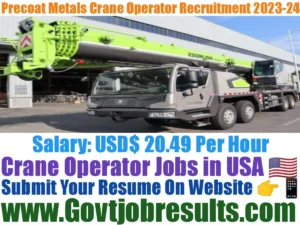 Precoat Metals Crane Operator Recruitment 2023-24