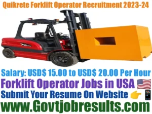 Quikrete Forklift Operator Recruitment 2023-24