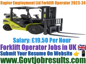 Rapier Employment Ltd Forklift Operator 2023-24