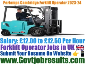 Pertemps Cambridge Forklift Operator 2023-24