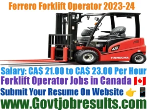 Ferrero Forklift Operator Recruitment 2023-24