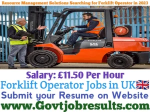 Resource Management Solutions Searching for Forklift Operator in 2023