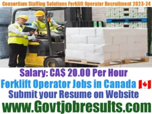 Consortium Staffing Solutions Forklift Operator Recruitment 2023-24