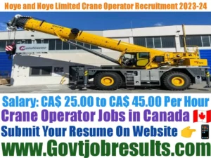 Noye and Noye Limited Crane Operator Recruitment 2023-24