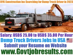BYK Construction Inc Searching for Dump Truck Driver in 2023