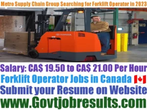 Metro Supply Chain Group Searching for Forklift Operator in 2023