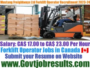 Mustang Freightways Ltd Forklift Operator Recruitment 2023-24