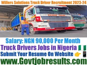Willers Solutions Truck Driver Recruitment 2023-24