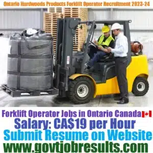 Ontario Hardwood Products Need Forklift operator 2023