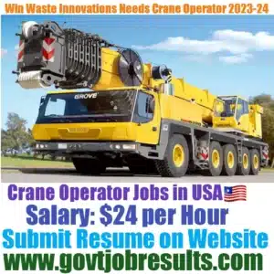Win Waste Innovations Needs Crane Operator 2023