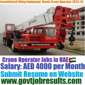 Consolidated Lifting Equipment LLC Need Crane Operator 2023
