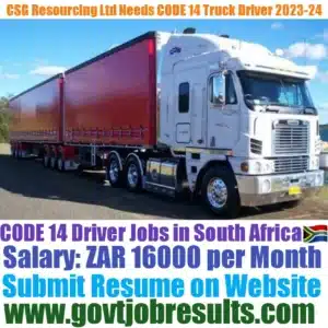 CSG Resourcing Pty Ltd Needs CODE 14 Truck Driver 2023