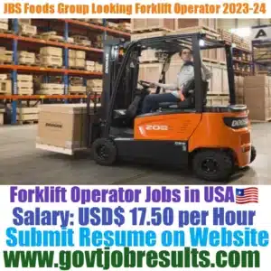 JBS Foods Group Looking For Forklift Operator 2023