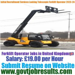 Initial Recruitment Services Needs Telescopic Forklift Operator 2023