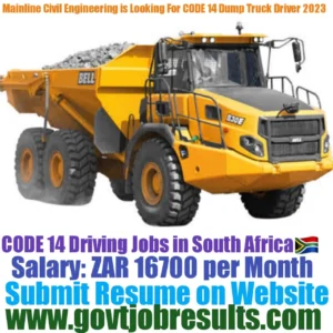 Mainline Civil Engineering looking for CODE 14 Dump Truck Driver 2023