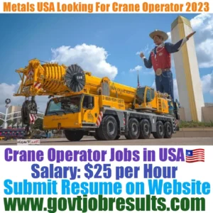 Metals USA Holding Corp looking for Crane Operator 2023