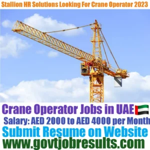 Stallion HR Solutions Looking For Tower Crane Operator 2023