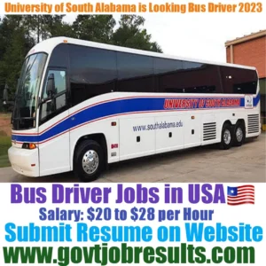 University of South Alabama is looking for Bus Driver 2023