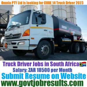 Omnia Pty Ltd is looking for CODE 14 Truck Driver 2023