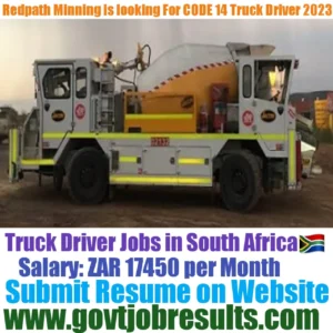 Redpath Mining is looking For CODE 14 Truck Driver 2023
