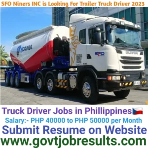SFO Niners INC is looking for Trailer Truck Driver in 2023