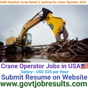 EMR USA Metal Recycling is looking for a Crane operator in 2023