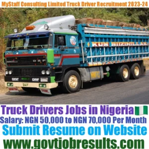 MyStaff Consulting Limited Truck Driver 2023-24