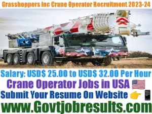 Grasshoppers Inc Crane Operator Recruitment 2023-24