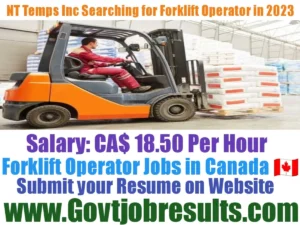 NT Temps Inc Searching for Forklift Operator in 2023