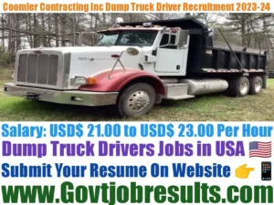 Coomler Contracting Inc Dump Truck Driver Recruitment 2023-24
