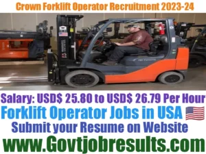 Crown Forklift Operator Recruitment 2023-24