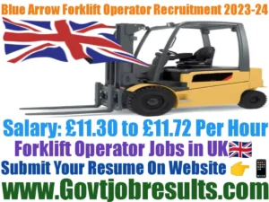 Blue Arrow Forklift Operator Recruitment 2023-24