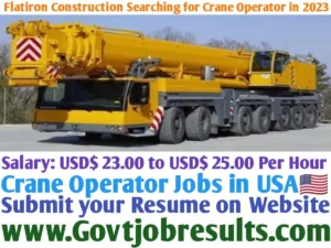 Flatiron Construction Searching for Crane Operator 2023-24