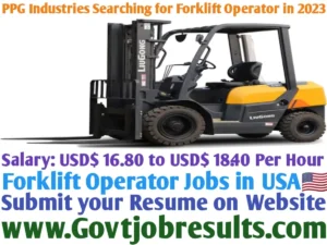 PPG Industries Searching for Forklift Operator in 2023